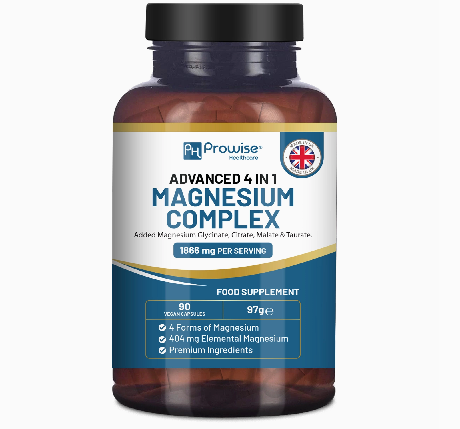 Magnesium Glycinate Complex 4 in 1 - 1866mg 90 Vegan Capsule