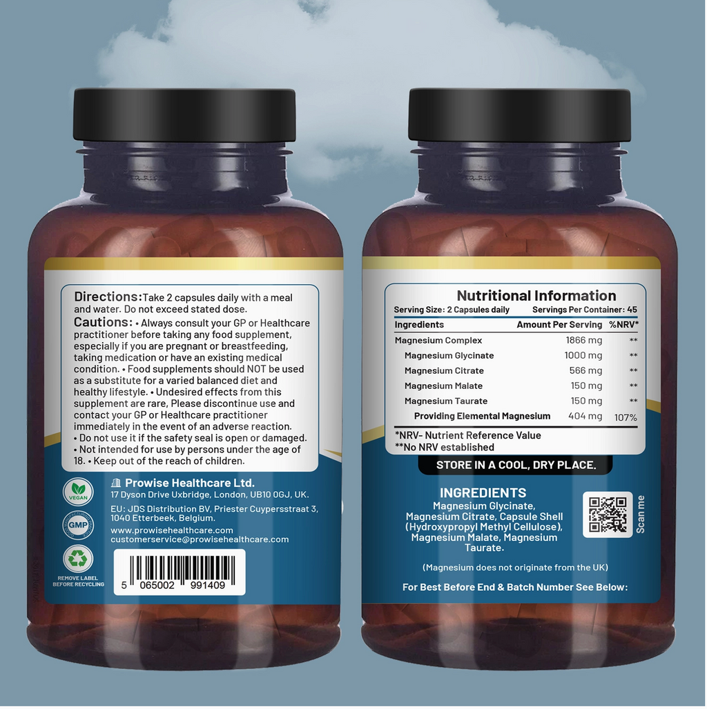 Magnesium Glycinate Complex 4 in 1 - 1866mg 90 Vegan Capsule