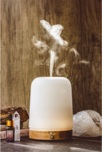 Frosted Glass & Bamboo Aroma Diffuser – 400ml | Elegant Mist