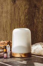Frosted Glass & Bamboo Aroma Diffuser – 400ml | Elegant Mist