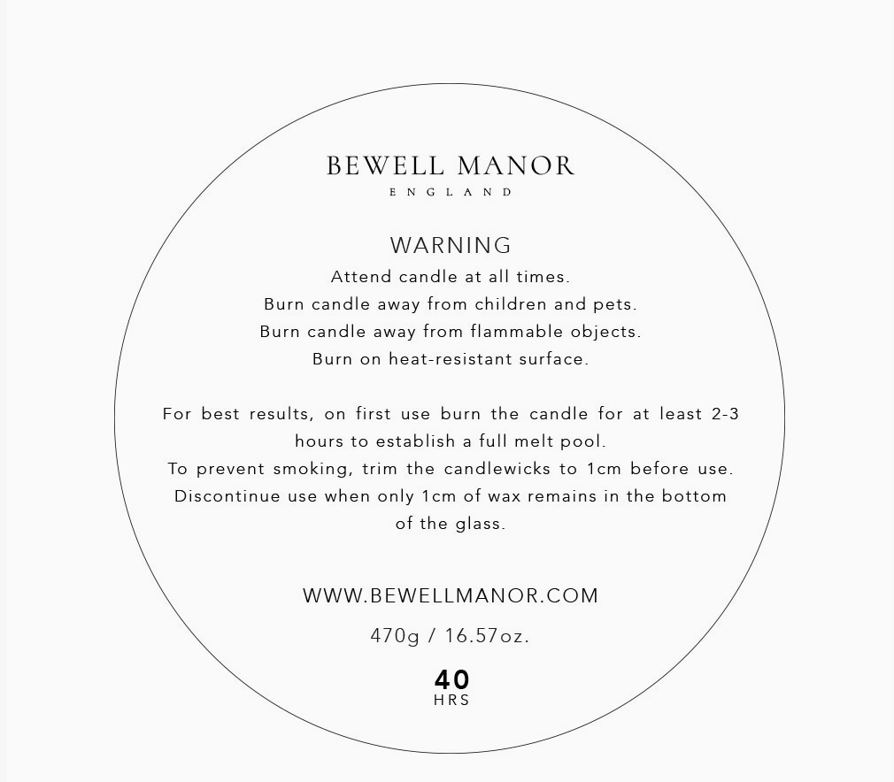 Bewell Manor Calm Candle - Lemongrass, Vetiver & Jasmine (Three Wick)